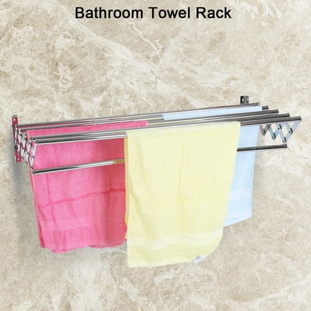 Vbestlife Hanging Towel Rack Bath Shelves With Vbestlife Hanging Towel Rack Bath Shelves With Removable Hooks Foldable Wall Mounted Double