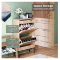 thumbnail image 3 of Luwei Shoe Rack Storage Organizer with 2 Natural Semi-Circular Rattan Doors, Entryway Wooden Shoe Cabinet for Sneakers, Leather Shoes, High Heels, Slippers (1 Piece, Oak), 3 of 6