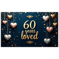 thumbnail image 4 of LUUFILx 60th Anniversary Party Backdrop Celebration Banner Decor Photography Props for Milestone Event Background Birthday Decorations Loved Year 60, 4 of 9