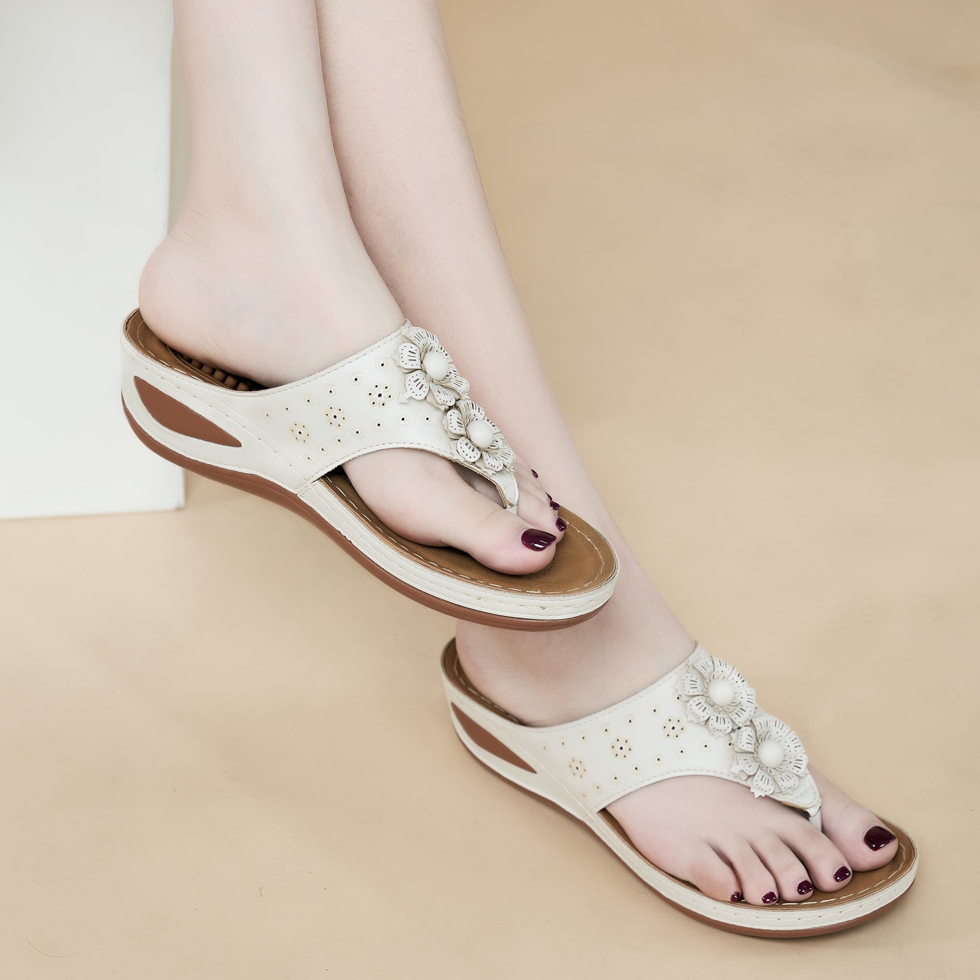 Women Sandals Flip Flops for Women Summer Casual Wedge Sandals Shoes Massage Function