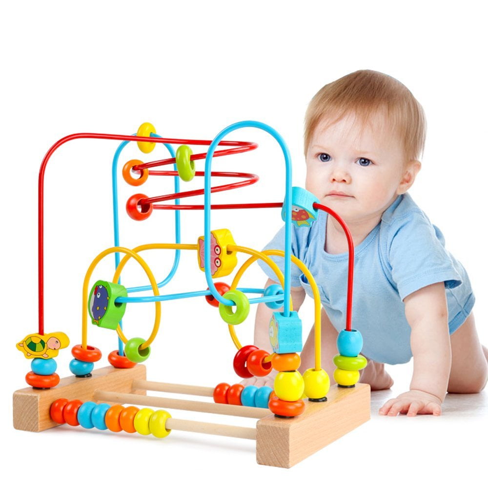 Wooden Beads Maze Game Educational Toys Roller Coaster Toy for Toddler