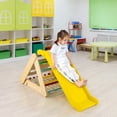 thumbnail image 2 of Costway Juguete de Escalada para Niños 4 en 1 Escalador Triangular con Tablero Deslizante Red de Escalada Juego de Madera para Interior, 2 of 9