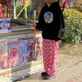 thumbnail image 3 of Pantalones con estampado de Hello Kitty de Sanrio 2022, nuevos pantalones suaves de pierna ancha para primavera y otoño, lindos pantalones casuales de felpa Y2k de cintura alta color rosa para mujer, 3 of 5
