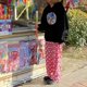 thumbnail image 3 of Pantalones con estampado de Hello Kitty de Sanrio 2022, nuevos pantalones suaves de pierna ancha para primavera y otoño, lindos pantalones casuales de felpa Y2k de cintura alta color rosa para mujer, 3 of 5