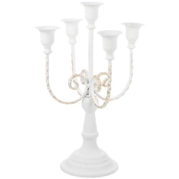 Soimiss White Metal Candelabra 5 Arm Vintage Style Candle Holder for Home Decoration