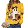 thumbnail image 2 of Duqingm Halloween Sweatshirts for Women Ghost Oversized Crewneck Sweatshirt Cute Pumpkin Graphic Fleece Pullover,3XL, 2 of 6