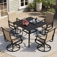 thumbnail image 4 of ELPOSUN 37" Square Outdoor Patio Dining Table with Umbrella Hole for 4-Person, All-Weather Metal Furniture, Black, 4 of 5
