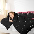 thumbnail image 3 of Castle Fairy Ice Cream Drip King Size Comforter Sets 3pcs, Stars Print Comforters King Size,Black Pink,Black Reversible,1 Comforter and 2 Pillowcases, 3 of 6