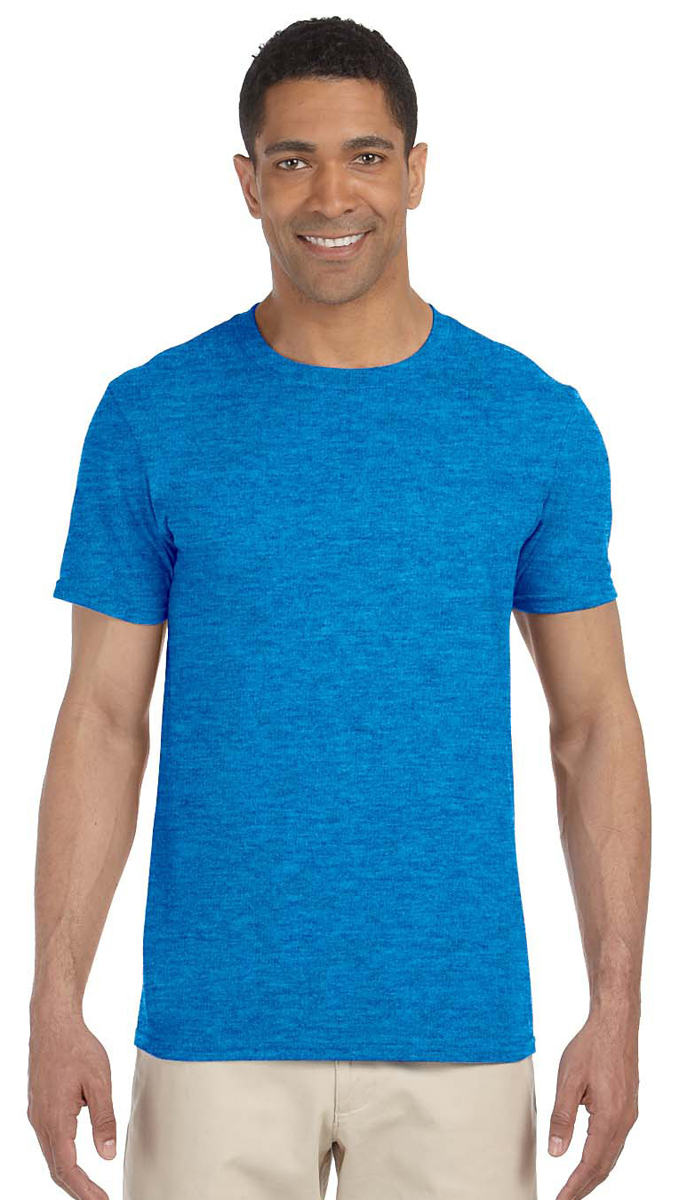 Gildan - Gildan G640 Softstyle Men's T-Shirt -Heather Royal-Large ...