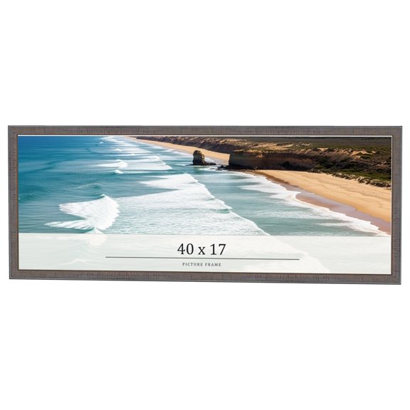 40x17 Frame Blue Kingsley Pewter Solid Wood Picture Frame Width 0.75 Inches |Interior Depth 0.5
