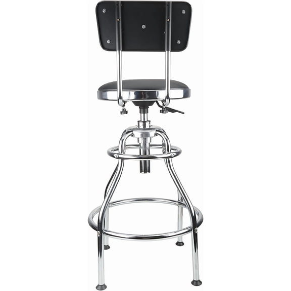 Adjustable Hydraulic Work Stool, Black Rolling Shop Stool, Height-Adjustable Padded Seat for Garage Workshop Salon & Home Use