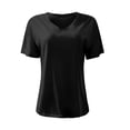thumbnail image 4 of MPWEGNP T-Shirt Mode Décontracté à Manches Courtes Col en V Profond pour Femmes Noir TG, 4 of 4