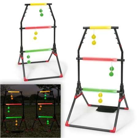 EastPoint Sports Light-Up Ladderball; Set Includes 2 Light-Up Foldable Ladder Targets, 6 Light-Up Bolos, 4 Metal Anchors and Carrier; Illuminated Bolos and Ladder Rungs Allow Outdoor Play Day or
