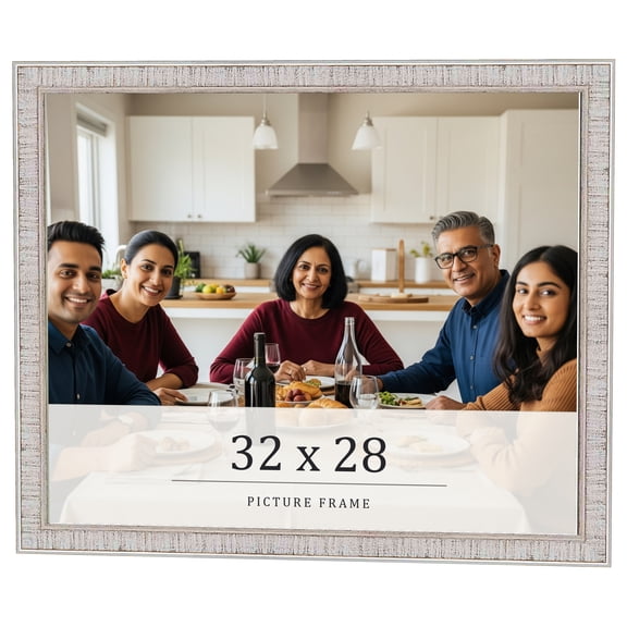32x28 Frame White Real Wood Picture Frame Width 0.75 inches | Interior Frame Depth 0.5 inches |