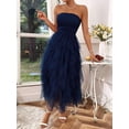 thumbnail image 6 of Women's Solid Color Mesh Panel Strapless Maxi Dress, 6 of 10