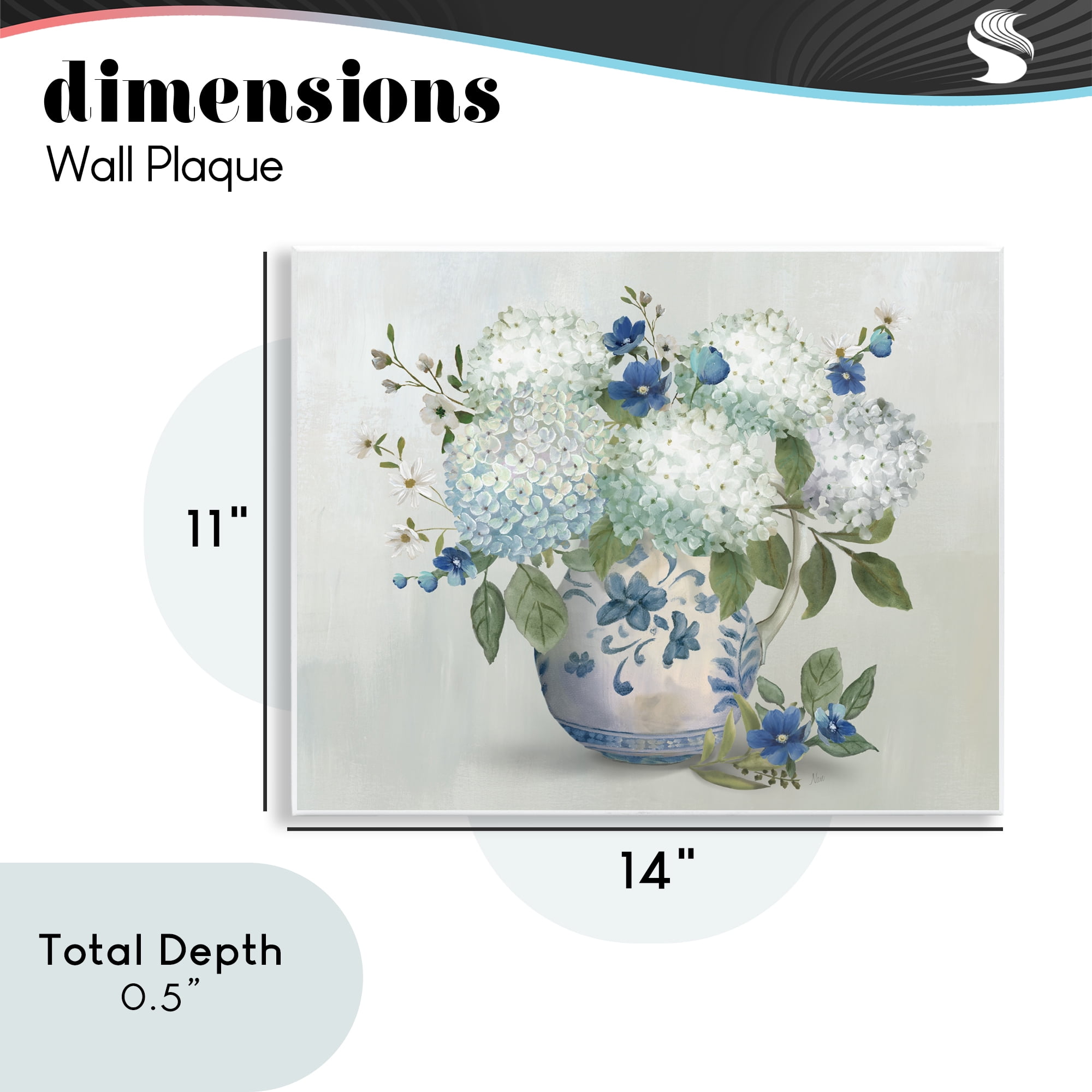 Stupell Industries Ivory & Blue Hydrangea Vase Wall Plaque Art, design by Nan