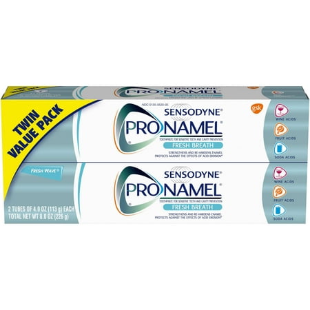 Sensodyne Pronamel Fresh Wave Fluoride Toothpaste to Strengthen and Protect Enamel, 8 ounces Twinpack (4 (Best Enamel Restoring Toothpaste)