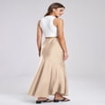 thumbnail image 4 of LYMAYTER Women Fishtail Skirts High Waist Wrap Maxi Skirt Elegant Satin A Line Length Skirts S-XL, 4 of 9