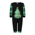 thumbnail image 2 of Conjunto de pijamas navideños familiares a juego con estampado de árbol, letras y cuadros. Pijamas de vacaciones para papá, mamá y niños., 2 of 9