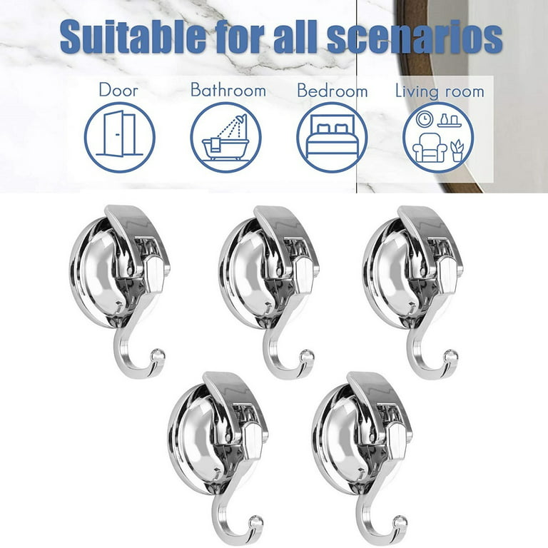 Luxear Suction Cups Shower Hooks Reusable Superlock Utility Hooks(2 Pack) Heavy Duty Vacuum Suction Home Kitchen Bathroom Wall Hooks Hanger for Towel