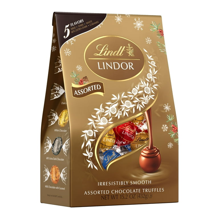 Lindt LINDOR Assorted Chocolate Christmas Candy Truffles, 15.2 oz