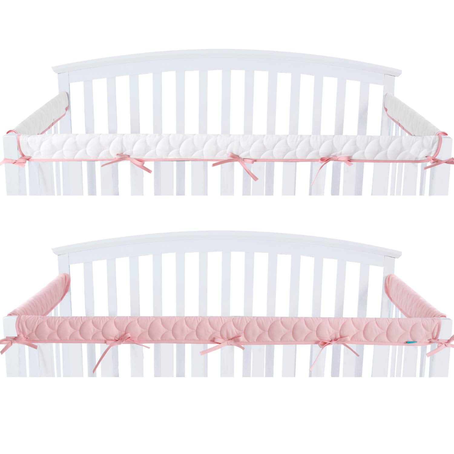 Biloban Standard Quilted Crib Rail Cover Protector Safe Teething Guard Wrap , 3 Piece, Pink