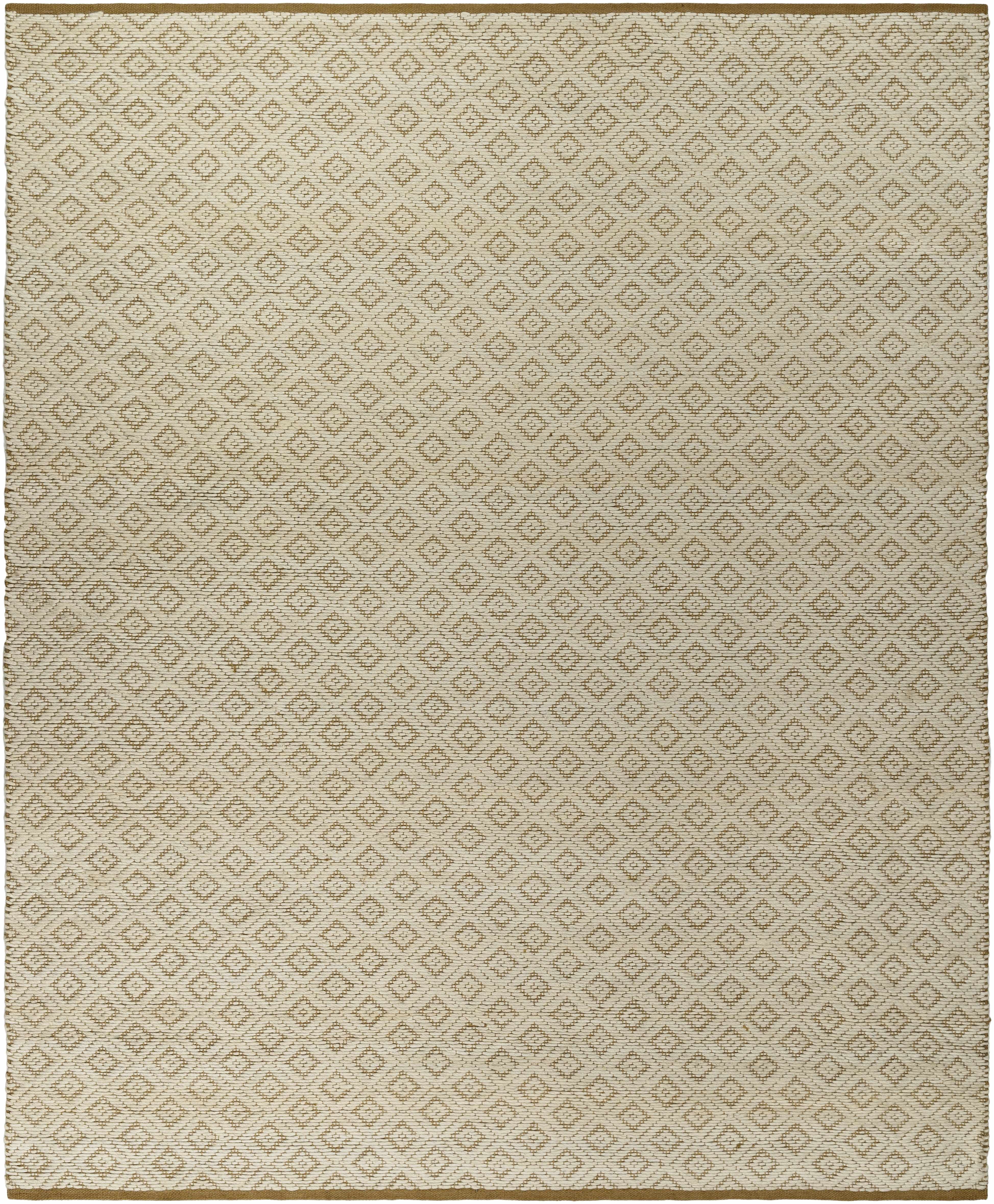 Hauteloom Irela Boho Hand Woven Natural Fiber Wool and Jute Blend Soft Area Rug - Farmhouse Geometric Diamond Carpet - Cream, Beige, Ivory - 5' x 7'6"