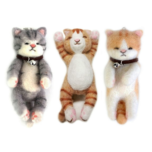 3 Lovely Kitten Needle Felting Kits for Beginners - We Are Friends - 4 inch DIY Craft Kit for Christmas Day