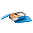 thumbnail image 1 of Stainless Steel Compact Small Steel Lunch Box - Blue, 150ml+550ml | Two Compartments With Airtight Lid - Leak Resistant, Microwave Safe, 1 of 4