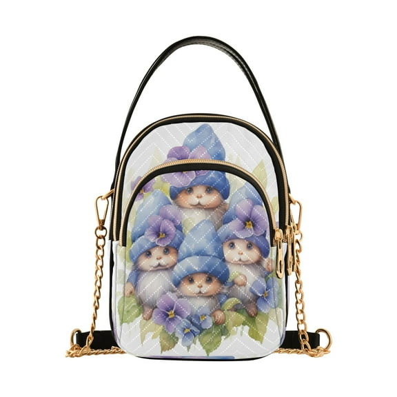 ALAZA Chain Crossbody Bags for Women Cute Rabbits with Hat Shoulder Handbag Phone Purse