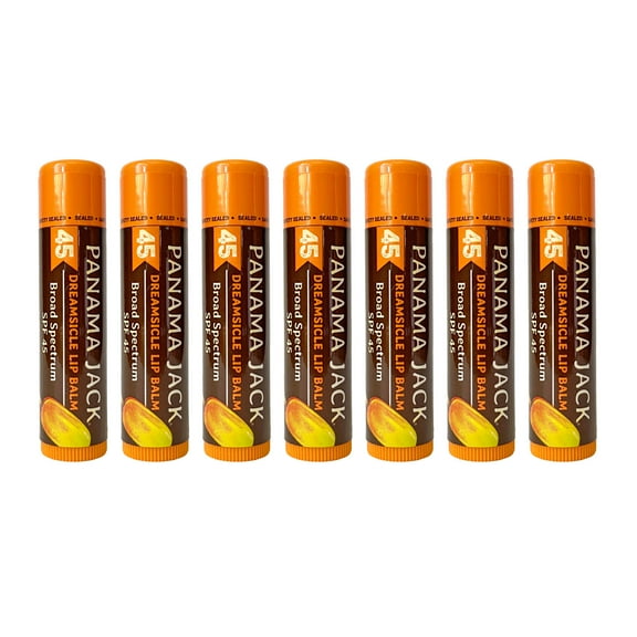 Panama Jack Sunscreen Lip Balm - SPF 45, Broad Spectrum UVA-UVB Sunscreen Protection, Prevents & Soothes Dry, Chapped Lips (Dreamsicle, Pack of 7)