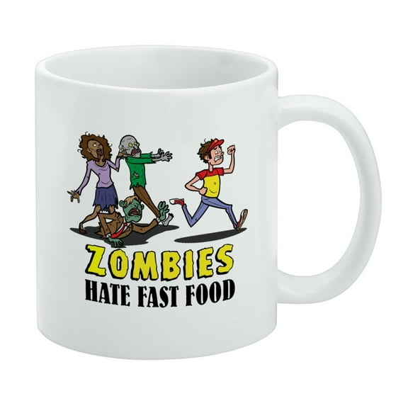 Zombies Hate Fast Food Funny White Mug