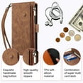 thumbnail image 3 of for Samsung Galaxy S24+/S24 Plus Leather Phone Case Wallet with Zipper Pocket Flip Cover, 3-Layers RFID Blocking Multi Card Holder Slot, Magnetic Button, Hand Lanyard + Crossbody Shoulder Strap, 3 of 8
