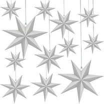 12 Pack 3D Large Paper Star White Hanging Paper Star Lanterns Lampshade for Christmas Wedding Birthday Holiday Party Home Decor$$Tools & Hardware Other