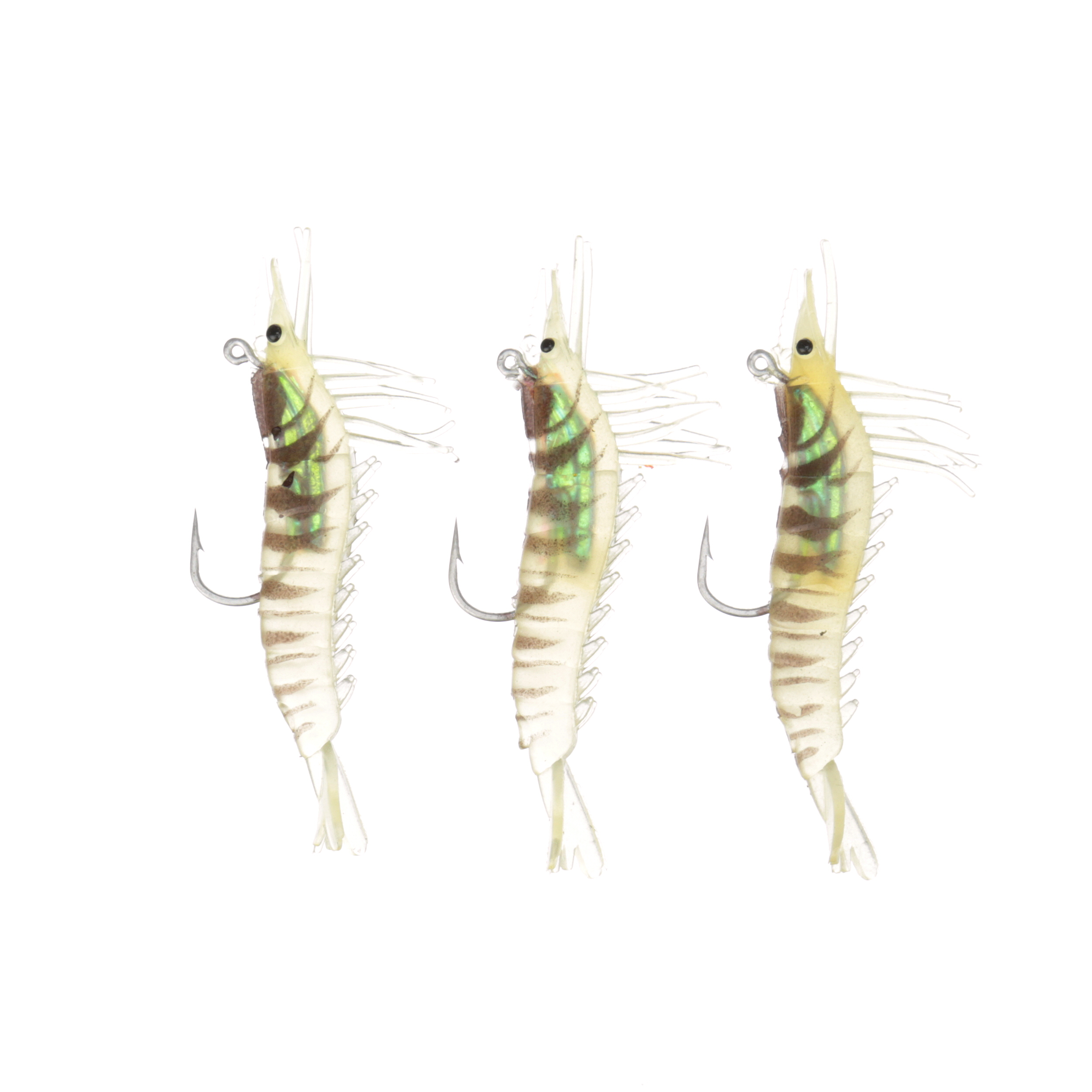 Tsunami 2" Shrimp Softbait, Glow Tiger, 3 Count