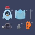 thumbnail image 3 of Rociador de cohetes de juguete, rociador de cohetes de plástico azul para niños, niños en césped de jardín, 3 of 5