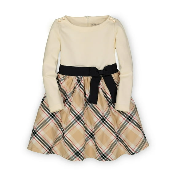 Hope & Henry Girls' Skater Dress with Waist Sash