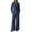 Navy, variant on Atkumj Blazer Outfits for Women 2 Piece Sets Stylish Lapel Tie Waist Cardigan and Wide Leg Pants Suit Set Versatile Solid Color Womens Two Piece Sets for Business Casual S