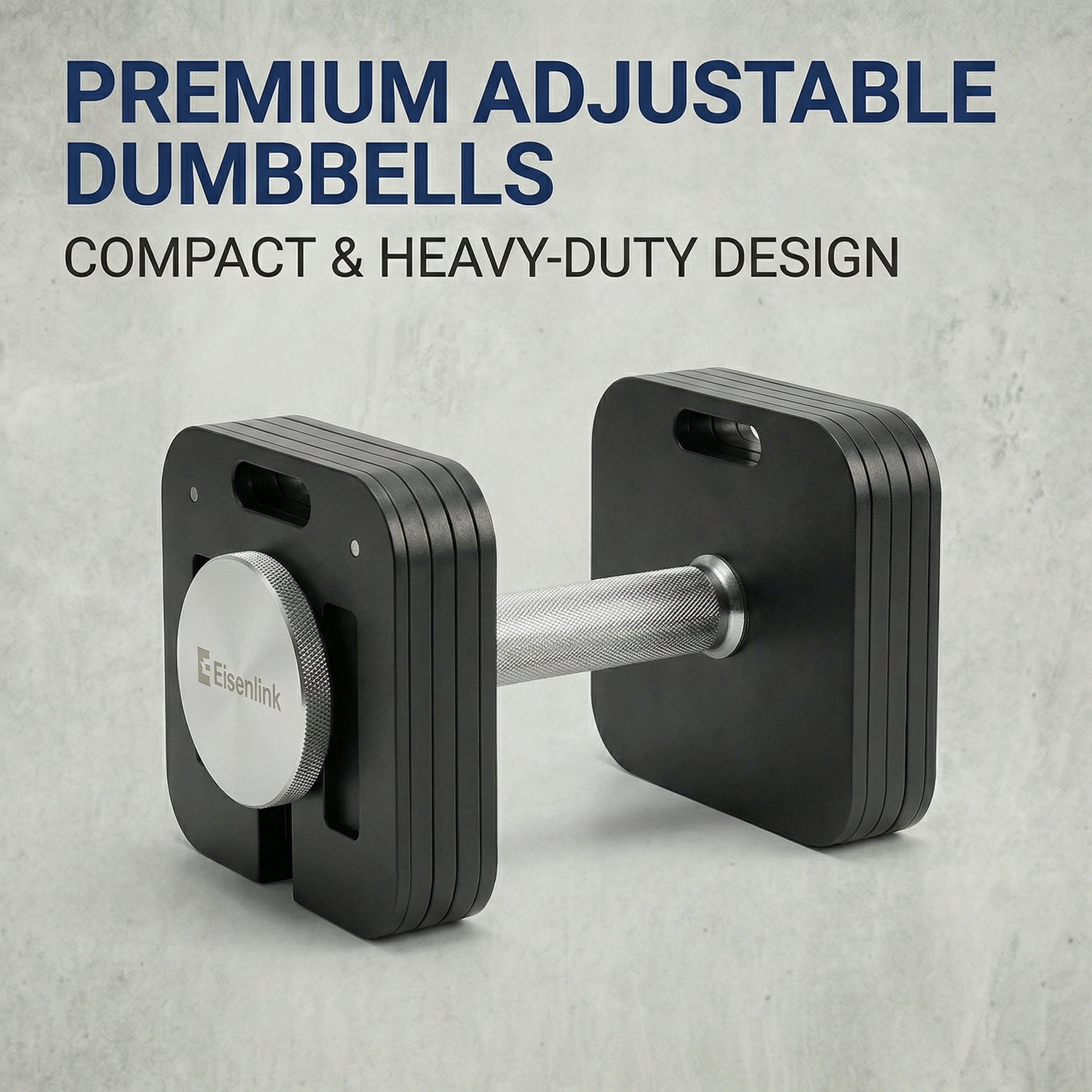 Eisenlink Adjustable Dumbbells, 50lbs Pair, 5pound Increments, Quick-Lock Square Weight set for Home Gym Fitness (50lbx2)