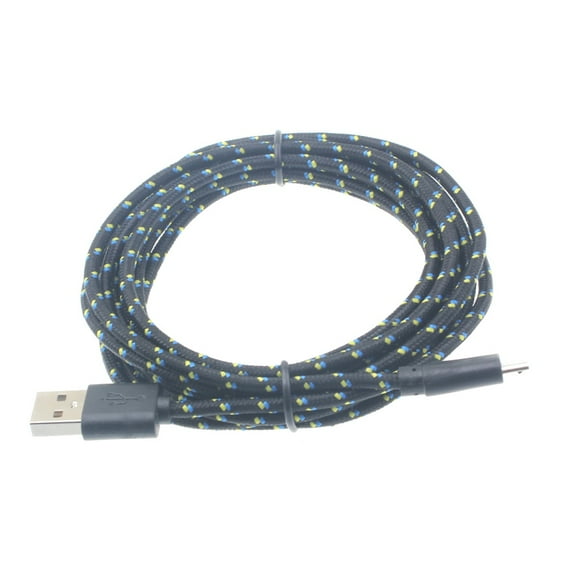 10ft USB Cable for Alcatel Go Flip 3 / Smartflip - MicroUSB Charger Cord Power Wire Long Sync Braided Fast Charge Black R1J
