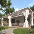thumbnail image 2 of AECOJOY 20'x10' Outdoor Lean to Gazebo Pergola with Curtains and Netting, 10x20 Large Wall-Mounted Hardtop Gazebo Shelter Pergolas and Gazebos Clearance with Patio Roof, White, 2 of 7