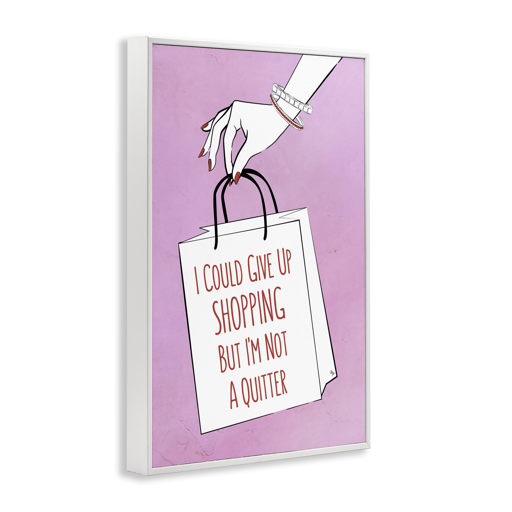 Stupell Industries Not A Quitter Shopping White Framed Giclee Art, design by Martina Pavlova