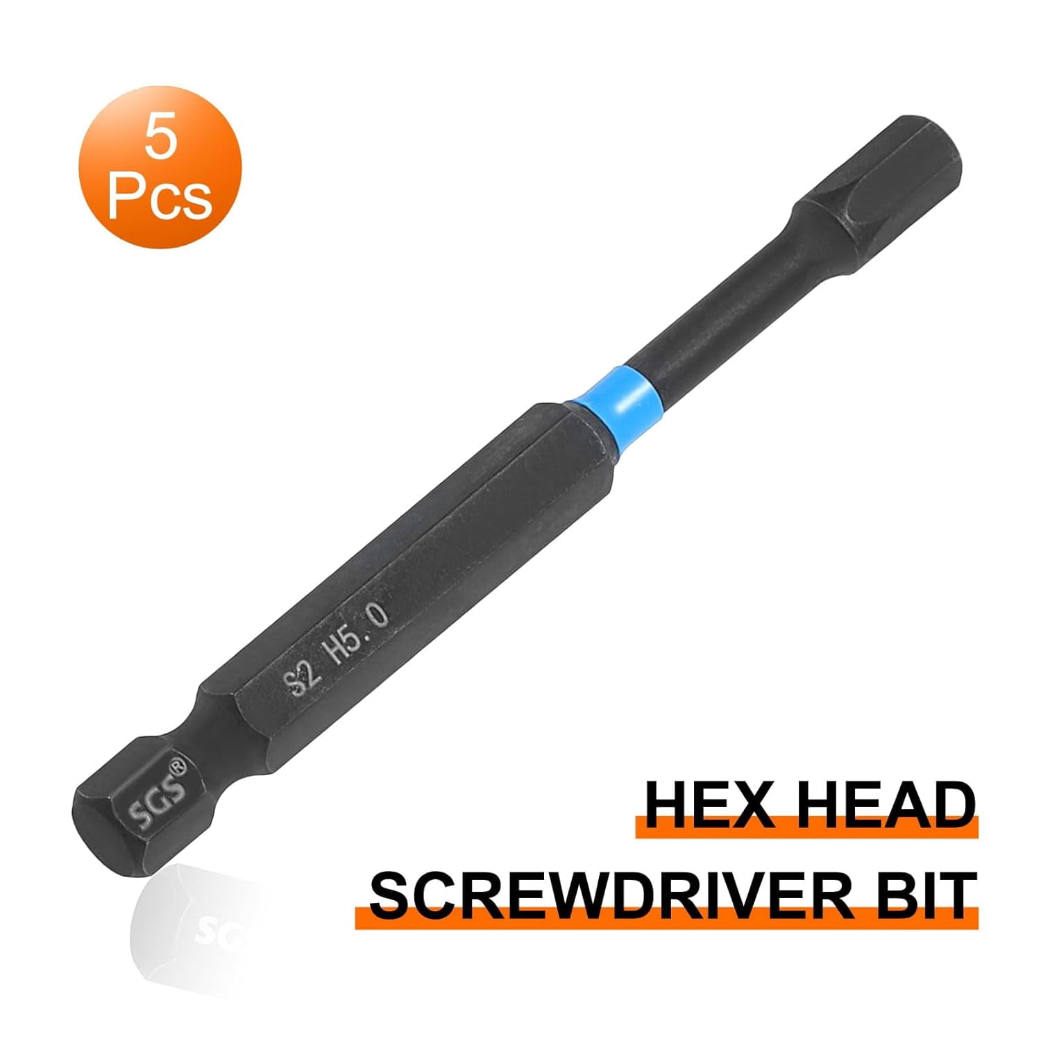 FRKSMD-5pcs Hex Head Wrench Drill Bit 5mm(H5) 1/4" Hex Shank 3"(75mm) Length S2 Steel Magnetic Hexagon Impact Drivers Metric Screwdriver Bit