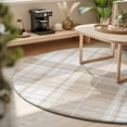 thumbnail image 3 of Round Rugs 4Ft, Beige Buffalo Plaid Round Area Rug Washable Indoor Throw Carpet, Farmhouse Modern Checkered Soft Non Slip Circle Rug for Kitchen Nursery Room Home Decor Aesthetic, 3 of 8
