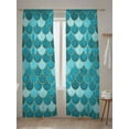 thumbnail image 5 of Sheer Curtains 84 Inches Long 2 Panels Set for Living Room, Green Semi Sheer Curtains for Windows, Modern Geometric Fish Scale Abstract Moroccan Voile Window Treatments Rod Pocket Curtain, 5 of 7