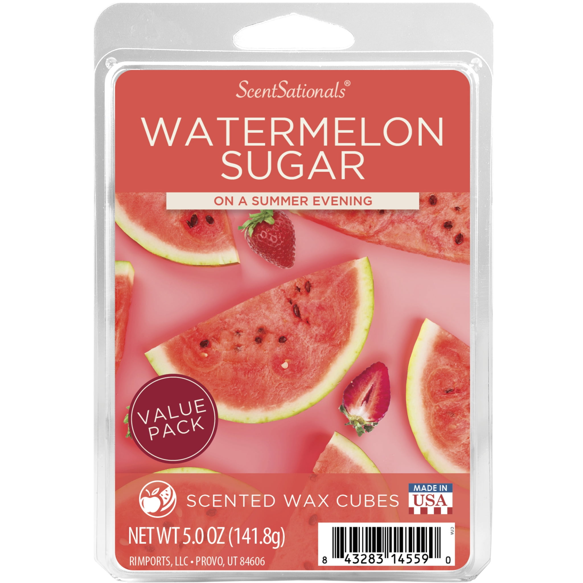 (5 pack) Watermelon Sugar Scented Wax Melts, ScentSationals, 5 oz