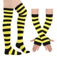 thumbnail image 2 of IAJDKMEK Halloween Striped Over The Knee Socks - Matching Gloves Set Party Socks, 2 of 7