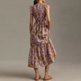 thumbnail image 6 of Michellecmm Women Sleeveless Dress Casual Summer Floral Print Button V-Neck A-Line Party Dress, 6 of 7