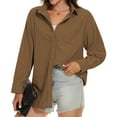 thumbnail image 2 of Fantaslook Women Corduroy Shirts Shacket Jacket Casual Long Sleeve Button Down Blouses Tops, 2 of 8