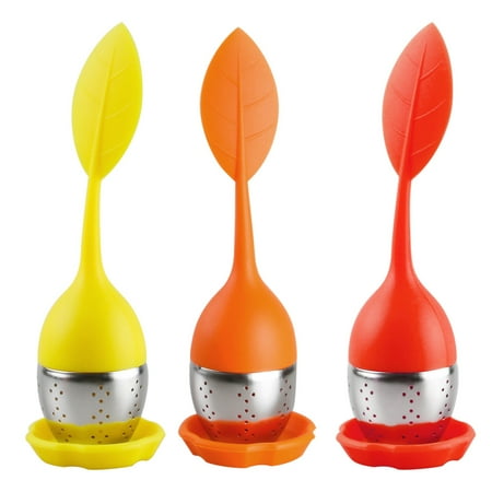 

Leaf Tea Infuser for Tea Pot Mug Cup- Loose Tea Strainer Steeper for Fennel Tea Rooibos Tea Herbal Team Yellow Red Orange Set 3